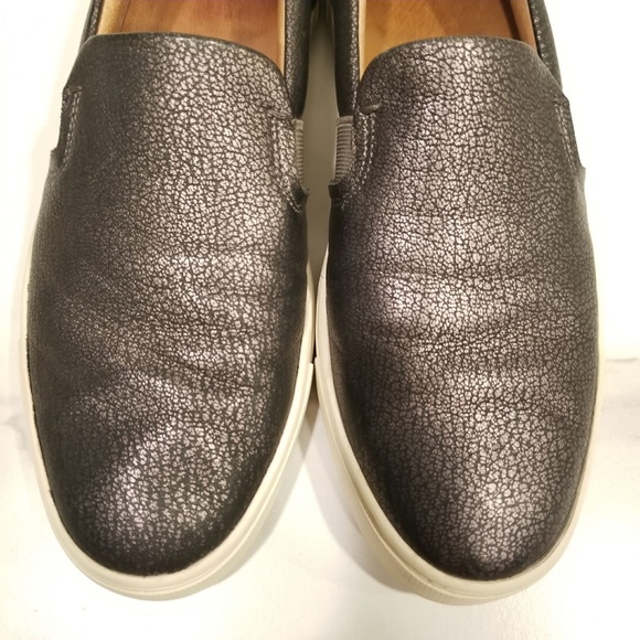 FRYE Women's Ivy Slip On Casual Loafer Pewter Metallic Leather Flat Shoes - Picture 9 of 12